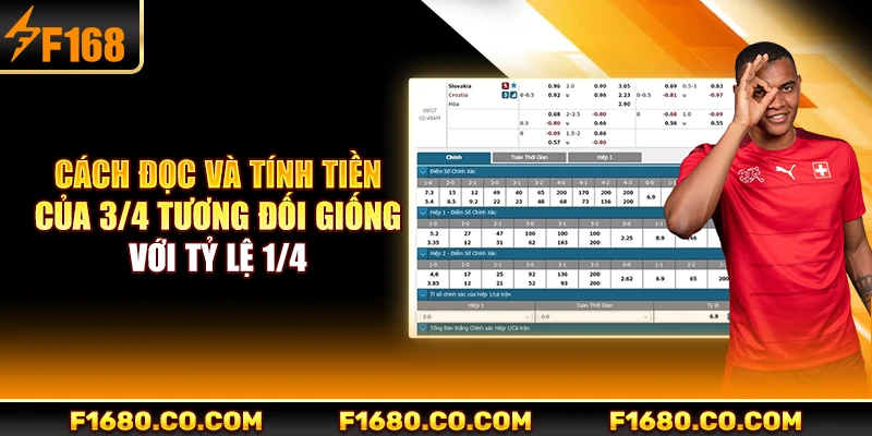 Cách đọc và tính tiền của 3/4 tương đối giống với tỷ lệ 1/4
